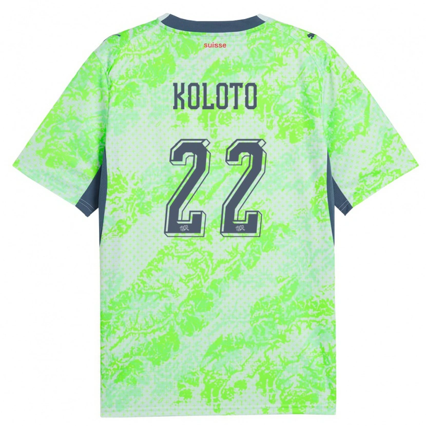 Danxen Kid Switzerland Giacomo Koloto #22 Green Navy Away Jersey 26-28 T-Shirt