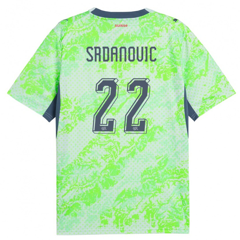Danxen Kid Switzerland Loun Srdanovic #22 Green Navy Away Jersey 26-28 T-Shirt