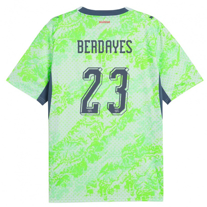 Danxen Kid Switzerland Théo Berdayes #23 Green Navy Away Jersey 26-28 T-Shirt