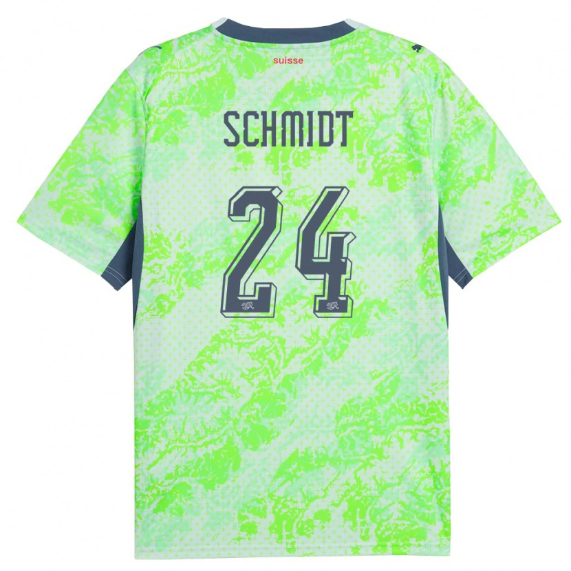 Danxen Kid Switzerland Isaac Schmidt #24 Green Navy Away Jersey 26-28 T-Shirt