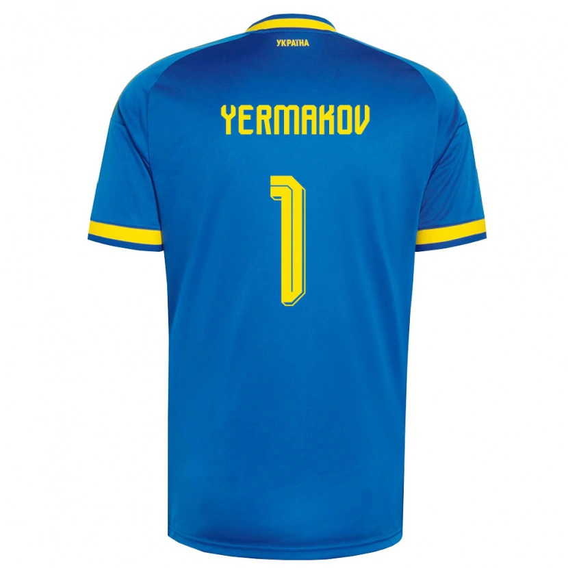 Danxen Kid Ukraine Georgiy Yermakov #1 Blue Yellow Navy Away Jersey 26-28 T-Shirt