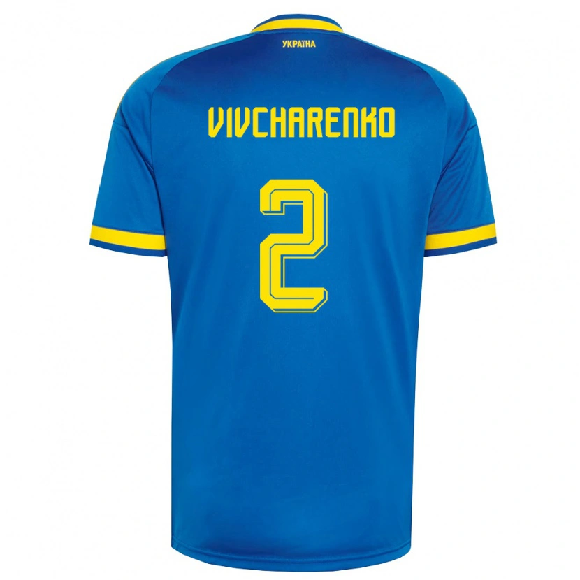 Danxen Kid Ukraine Kostyantyn Vivcharenko #2 Blue Yellow Navy Away Jersey 26-28 T-Shirt