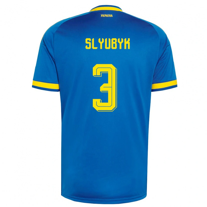 Danxen Kid Ukraine Bogdan Slyubyk #3 Blue Yellow Navy Away Jersey 26-28 T-Shirt