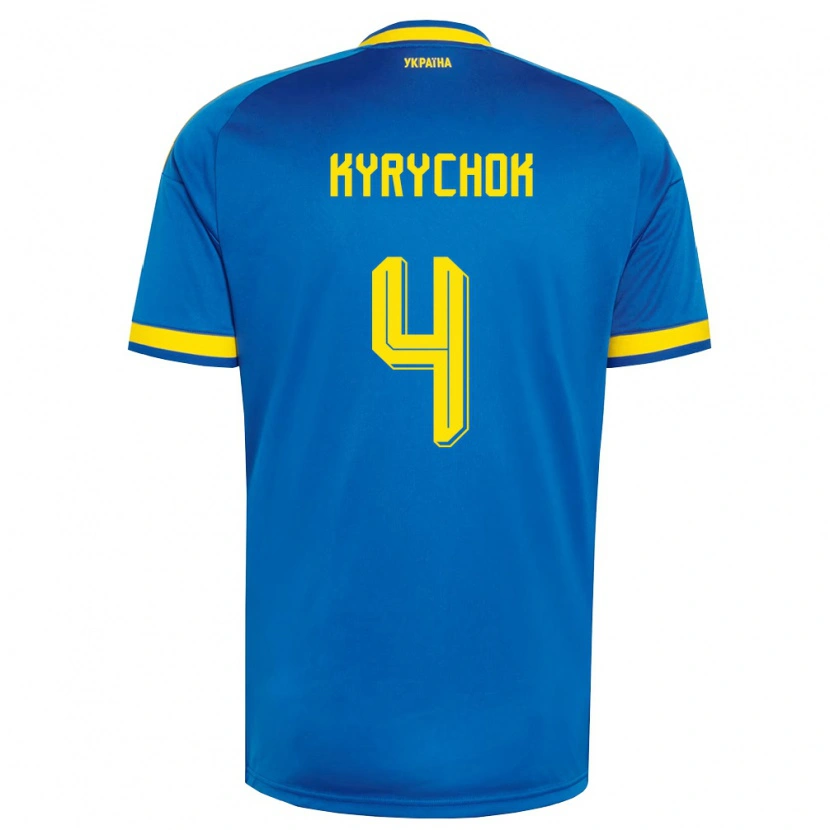Danxen Kid Ukraine Mykola Kyrychok #4 Blue Yellow Navy Away Jersey 26-28 T-Shirt