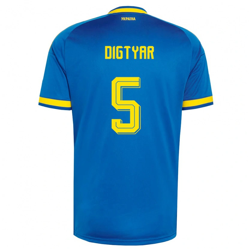Danxen Kid Ukraine Kyrylo Digtyar #5 Blue Yellow Navy Away Jersey 26-28 T-Shirt