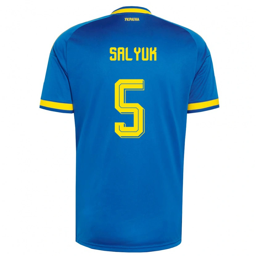 Danxen Kid Ukraine Volodymyr Salyuk #5 Blue Yellow Navy Away Jersey 26-28 T-Shirt