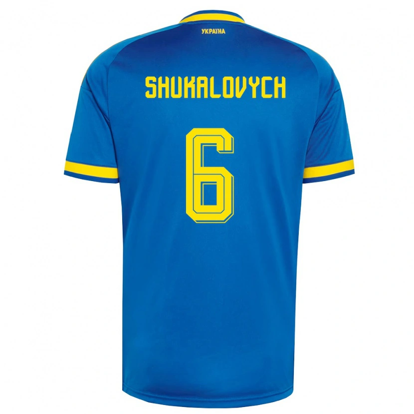 Danxen Kid Ukraine Stanislav Shukalovych #6 Blue Yellow Navy Away Jersey 26-28 T-Shirt