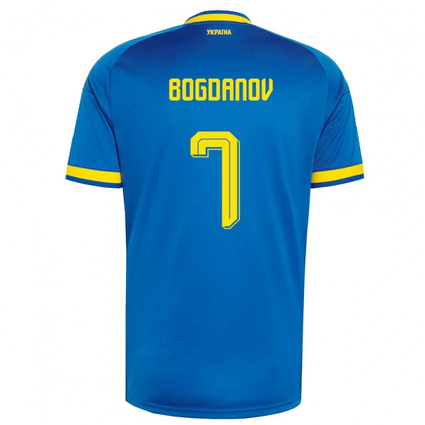 Danxen Kid Ukraine Dmytro Bogdanov #7 Blue Yellow Navy Away Jersey 26-28 T-Shirt