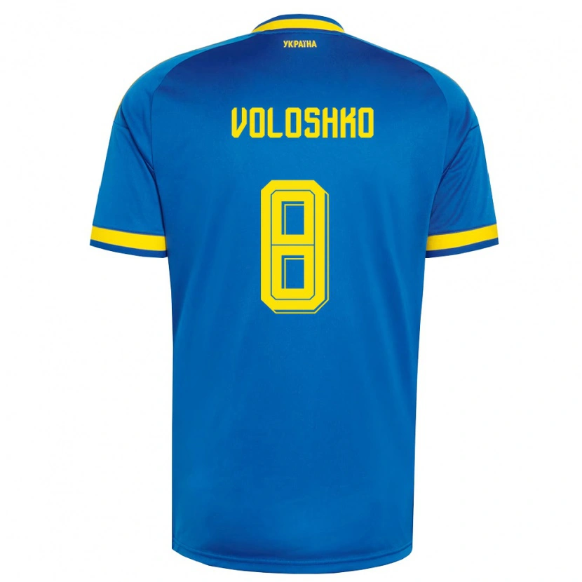 Danxen Kid Ukraine Yevgeniy Voloshko #8 Blue Yellow Navy Away Jersey 26-28 T-Shirt