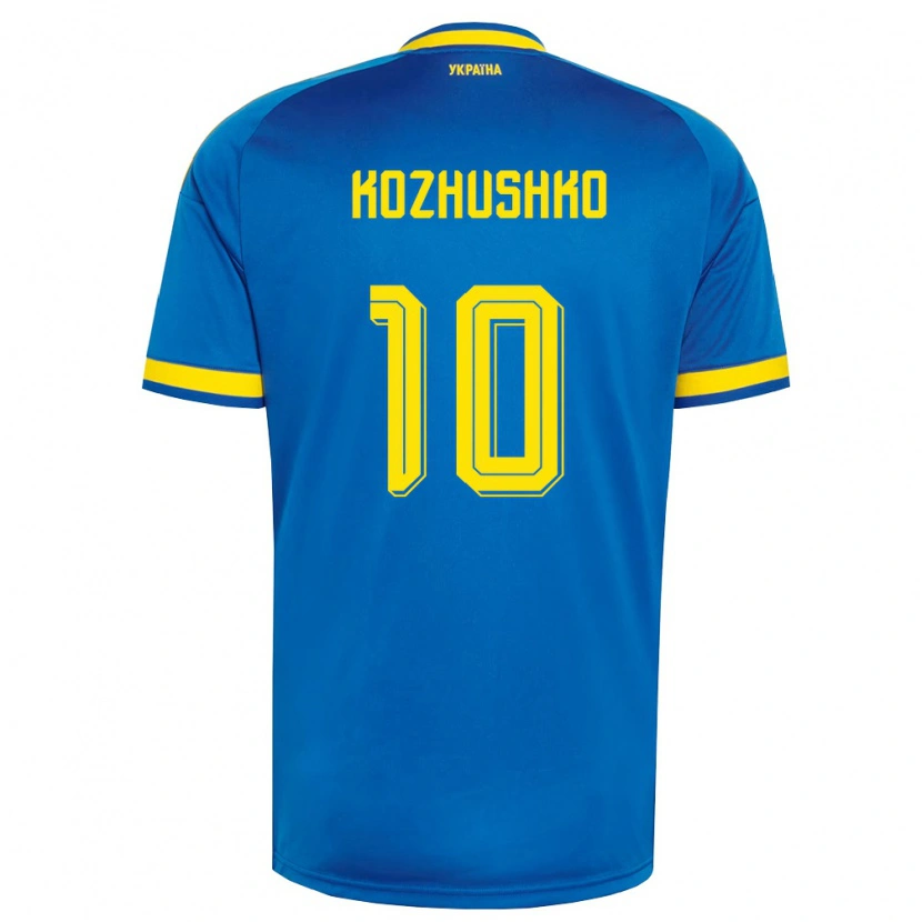 Danxen Kid Ukraine Yaroslav Kozhushko #10 Blue Yellow Navy Away Jersey 26-28 T-Shirt