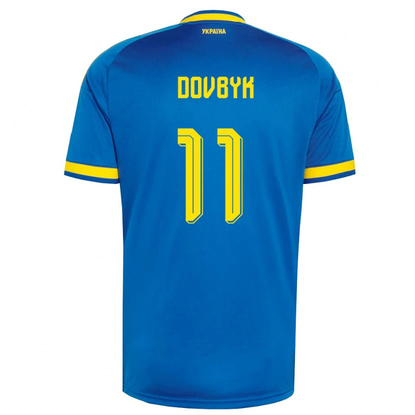 Danxen Kid Ukraine Artem Dovbyk #11 Blue Yellow Navy Away Jersey 26-28 T-Shirt
