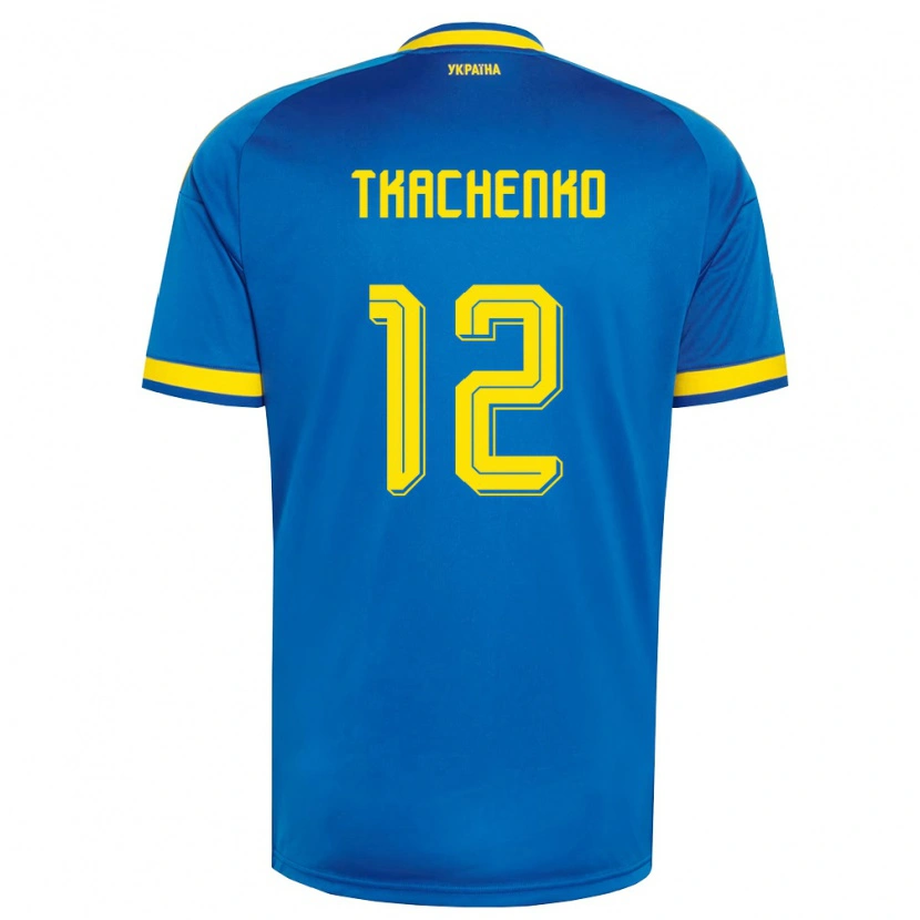 Danxen Kid Ukraine Fedir Tkachenko #12 Blue Yellow Navy Away Jersey 26-28 T-Shirt