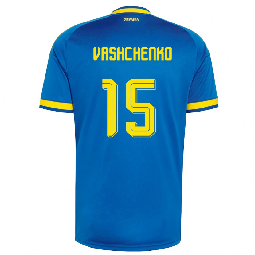 Danxen Kid Ukraine Daniil Vashchenko #15 Blue Yellow Navy Away Jersey 26-28 T-Shirt