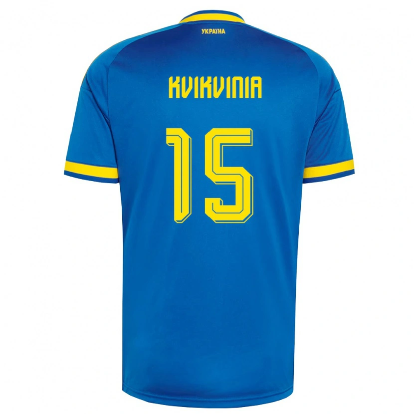 Danxen Kid Ukraine Volodymyr Kvikvinia #15 Blue Yellow Navy Away Jersey 26-28 T-Shirt