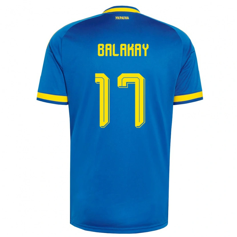 Danxen Kid Ukraine Oleksandr Balakay #17 Blue Yellow Navy Away Jersey 26-28 T-Shirt