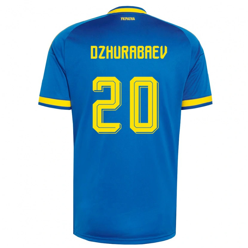 Danxen Kid Ukraine Mukhammad Dzhurabaev #20 Blue Yellow Navy Away Jersey 26-28 T-Shirt