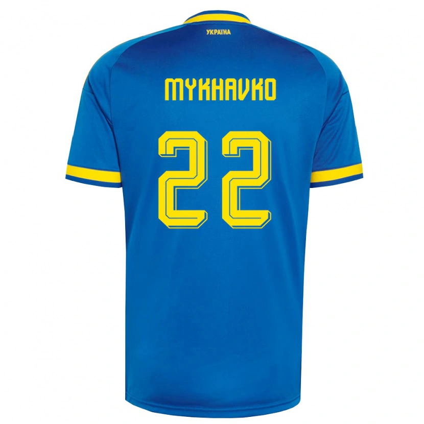 Danxen Kid Ukraine Taras Mykhavko #22 Blue Yellow Navy Away Jersey 26-28 T-Shirt