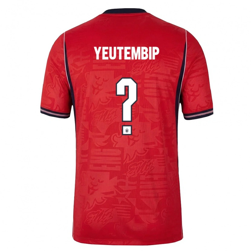Danxen Kid England Les Yeutembip #0 Red Navy White Away Jersey 26-28 T-Shirt