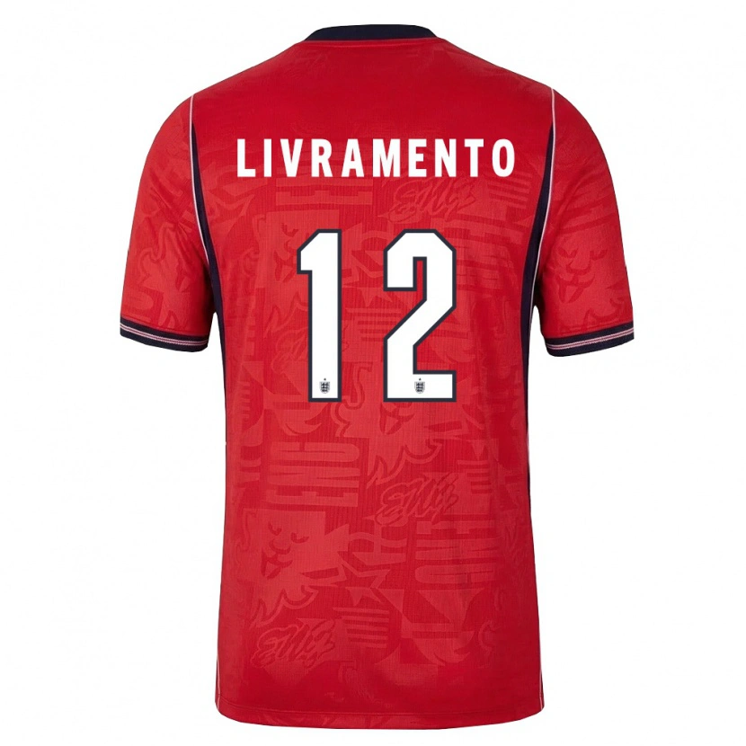 Danxen Kid England Tino Livramento #12 Red Navy White Away Jersey 26-28 T-Shirt