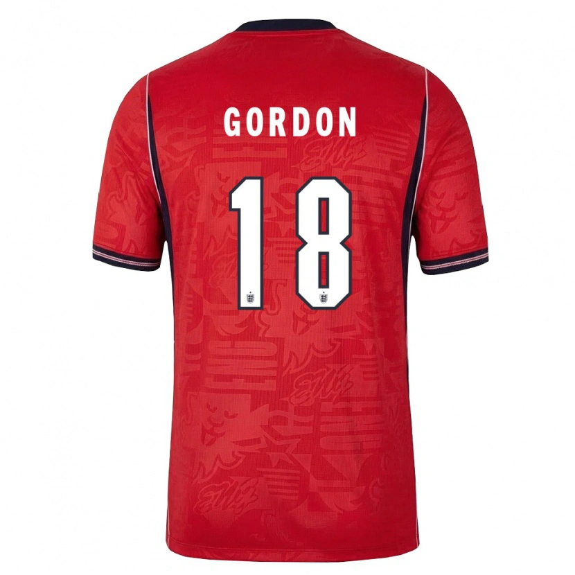 Danxen Kid England Anthony Gordon #18 Red Navy White Away Jersey 26-28 T-Shirt