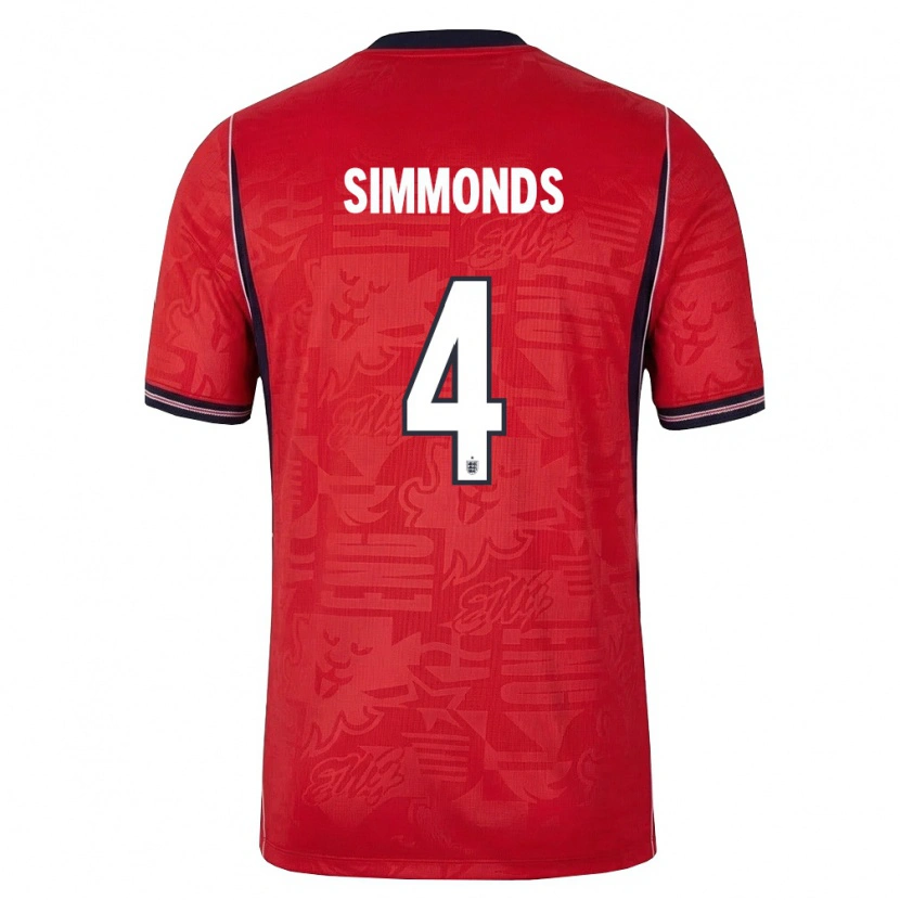 Danxen Kid England Freddie Simmonds #4 Red Navy White Away Jersey 26-28 T-Shirt