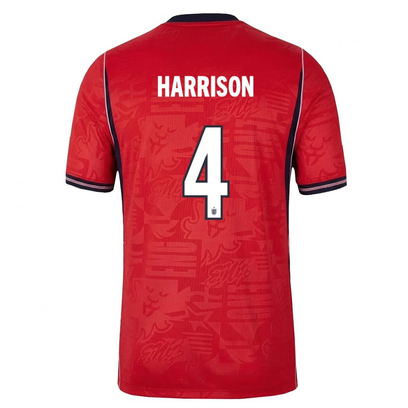 Danxen Kid England Ollie Harrison #4 Red Navy White Away Jersey 26-28 T-Shirt
