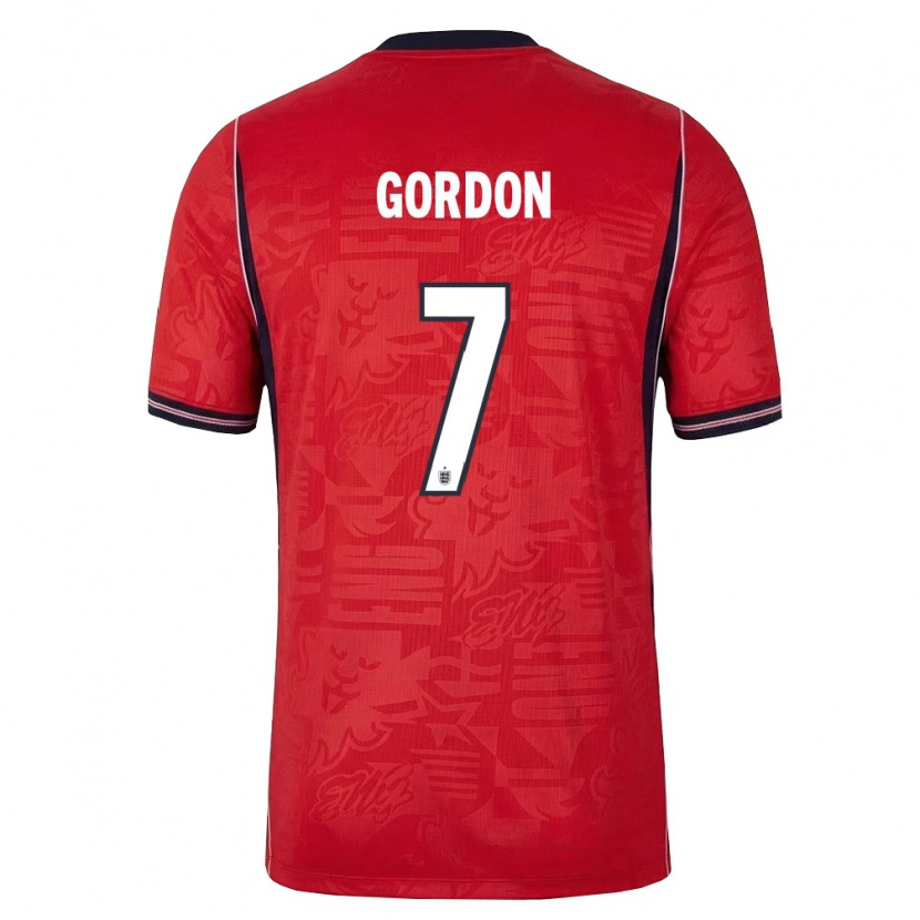 Danxen Kid England Kaide Gordon #7 Red Navy White Away Jersey 26-28 T-Shirt