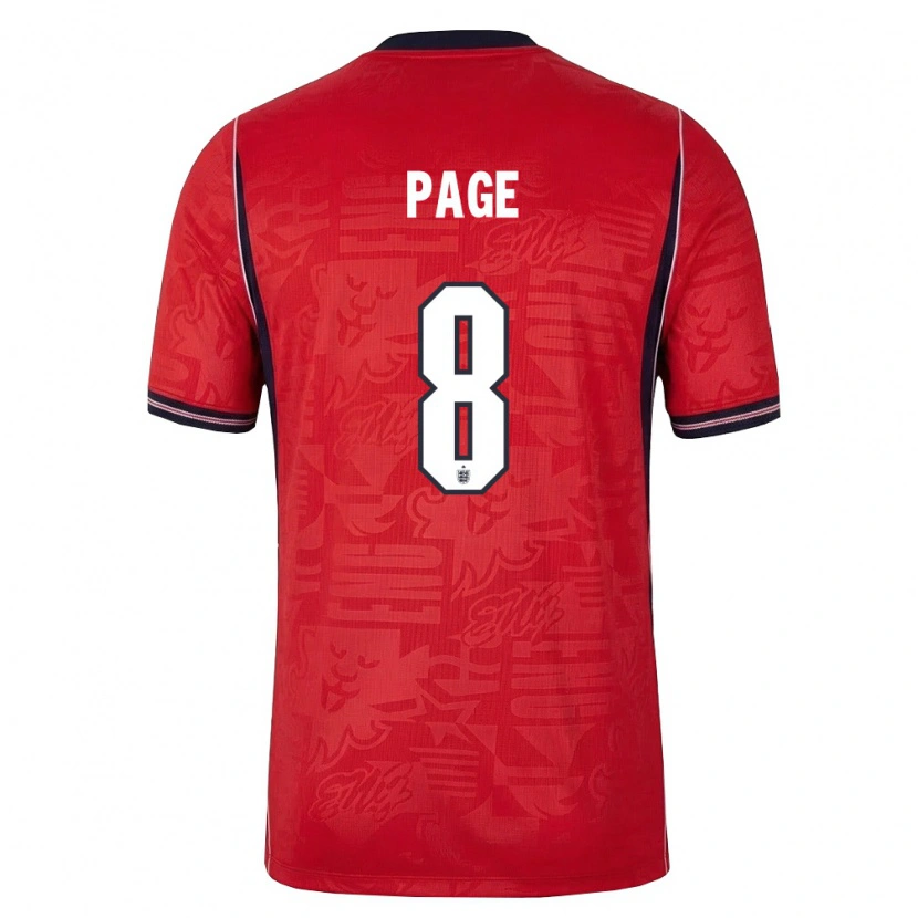 Danxen Kid England Louis Page #8 Red Navy White Away Jersey 26-28 T-Shirt