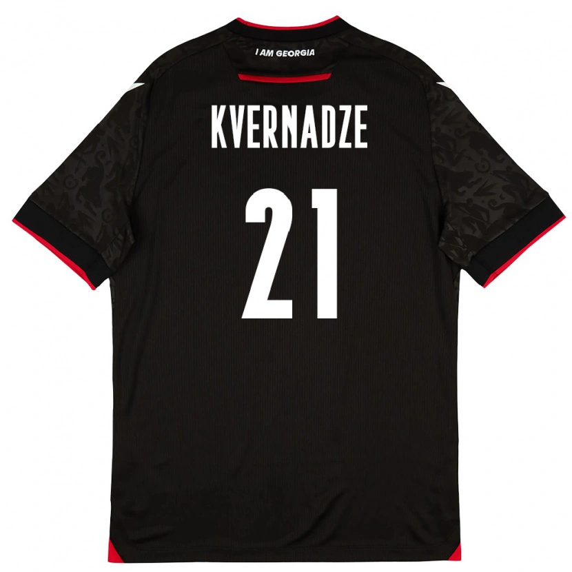 Danxen Kid Georgia Giorgi Kvernadze #21 Black White Red Away Jersey 26-28 T-Shirt