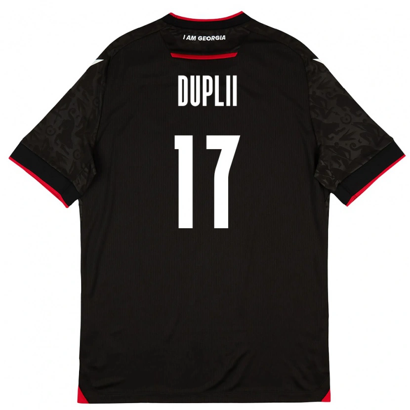 Danxen Kid Georgia Daniil Duplii #17 Black White Red Away Jersey 26-28 T-Shirt