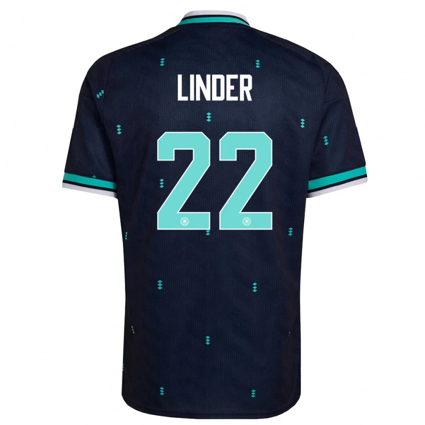 Danxen Kid Germany Sarai Linder #22 Navy Sky Blue White Away Jersey 26-28 T-Shirt
