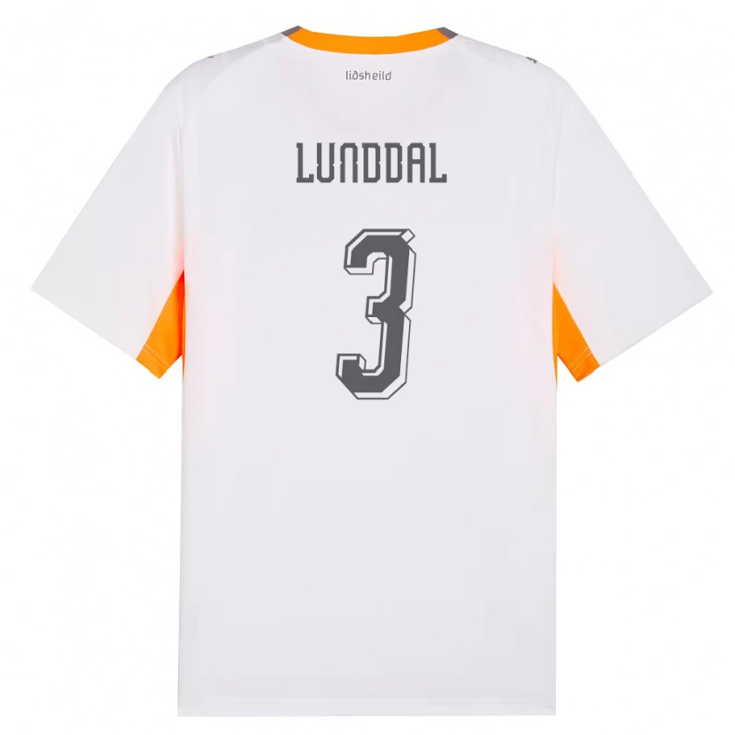 Danxen Kid Iceland Valgeir Lunddal #3 White Orange Gray Away Jersey 26-28 T-Shirt