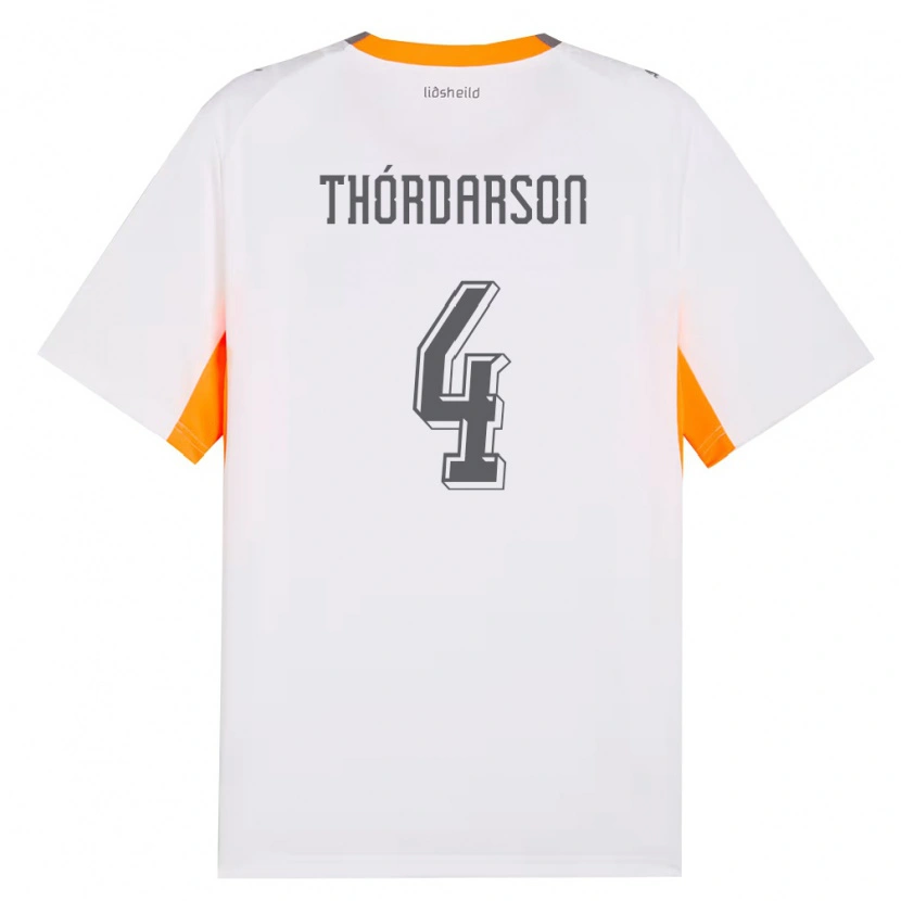 Danxen Kid Iceland Ódinn Sturla Thórdarson #4 White Orange Gray Away Jersey 26-28 T-Shirt