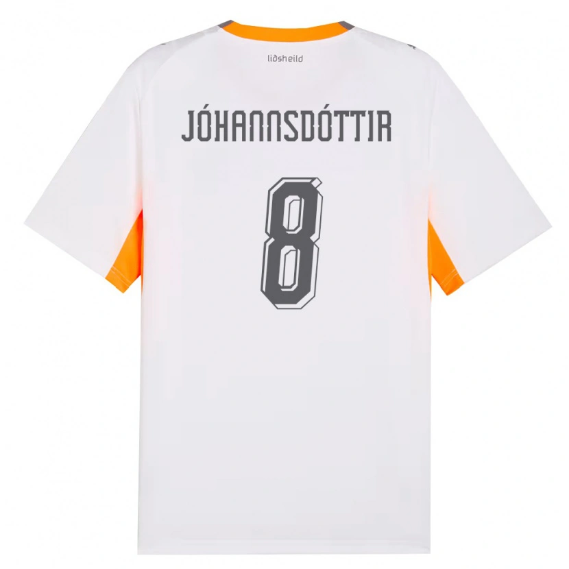 Danxen Kid Iceland Alexandra Jóhannsdóttir #8 White Orange Gray Away Jersey 26-28 T-Shirt