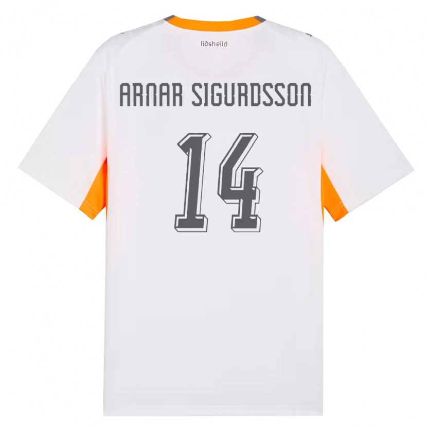 Danxen Kid Iceland Jón Arnar Sigurdsson #14 White Orange Gray Away Jersey 26-28 T-Shirt