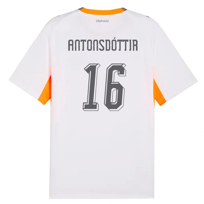 Danxen Kid Iceland Hildur Antonsdóttir #16 White Orange Gray Away Jersey 26-28 T-Shirt