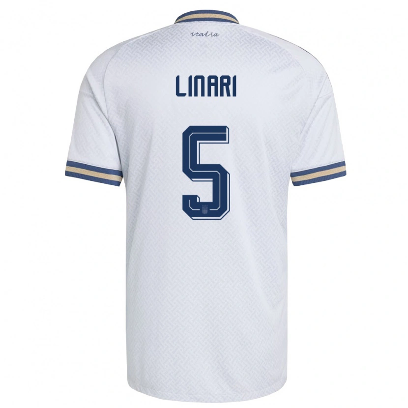 Danxen Kid Italy Elena Linari #5 Off-White Navy Gold Away Jersey 26-28 T-Shirt