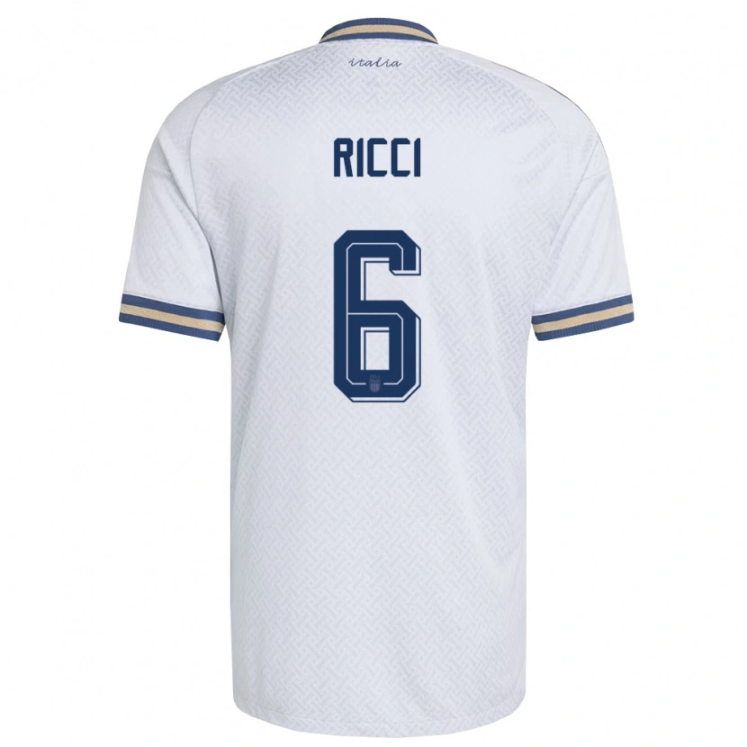Danxen Kid Italy Samuele Ricci #6 Off-White Navy Gold Away Jersey 26-28 T-Shirt