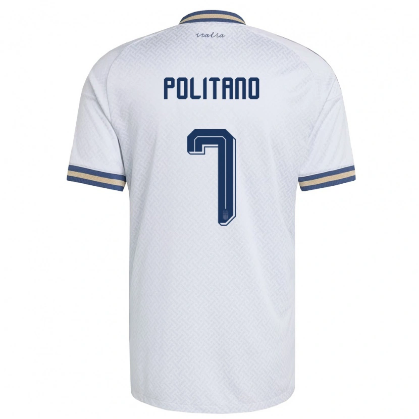 Danxen Kid Italy Matteo Politano #7 Off-White Navy Gold Away Jersey 26-28 T-Shirt