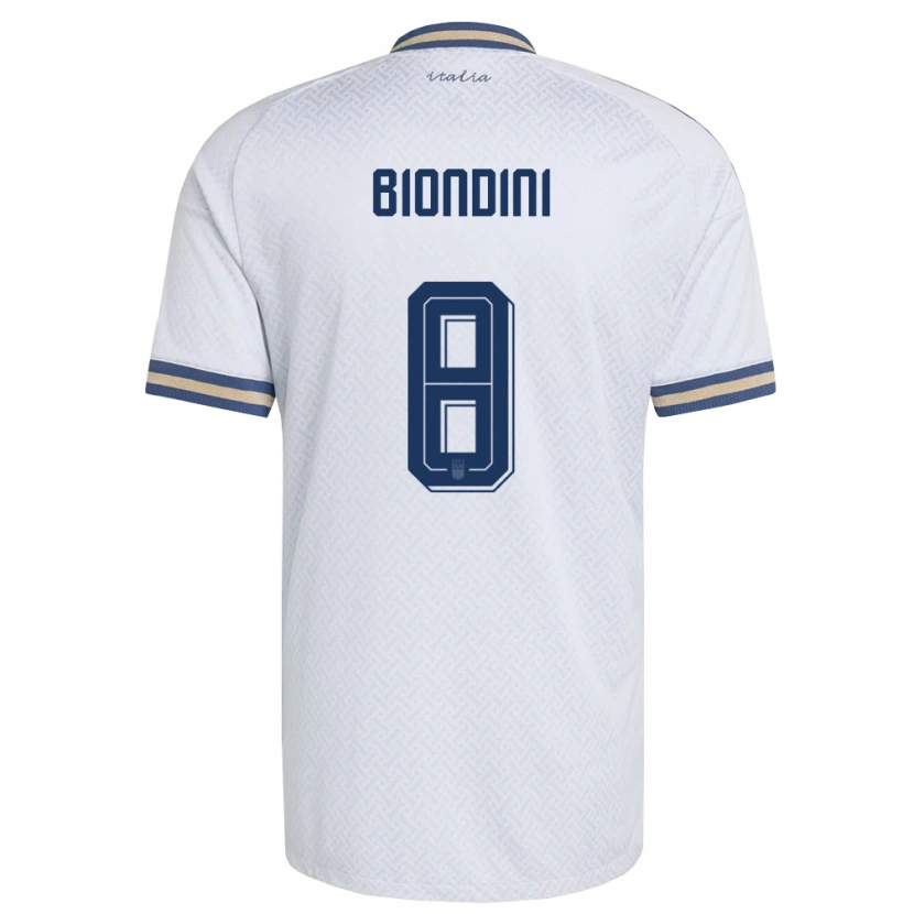 Danxen Kid Italy Edoardo Biondini #8 Off-White Navy Gold Away Jersey 26-28 T-Shirt