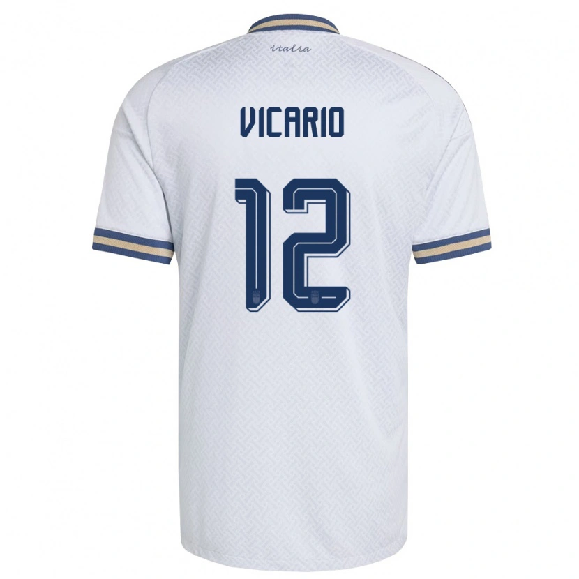 Danxen Kid Italy Guglielmo Vicario #12 Off-White Navy Gold Away Jersey 26-28 T-Shirt