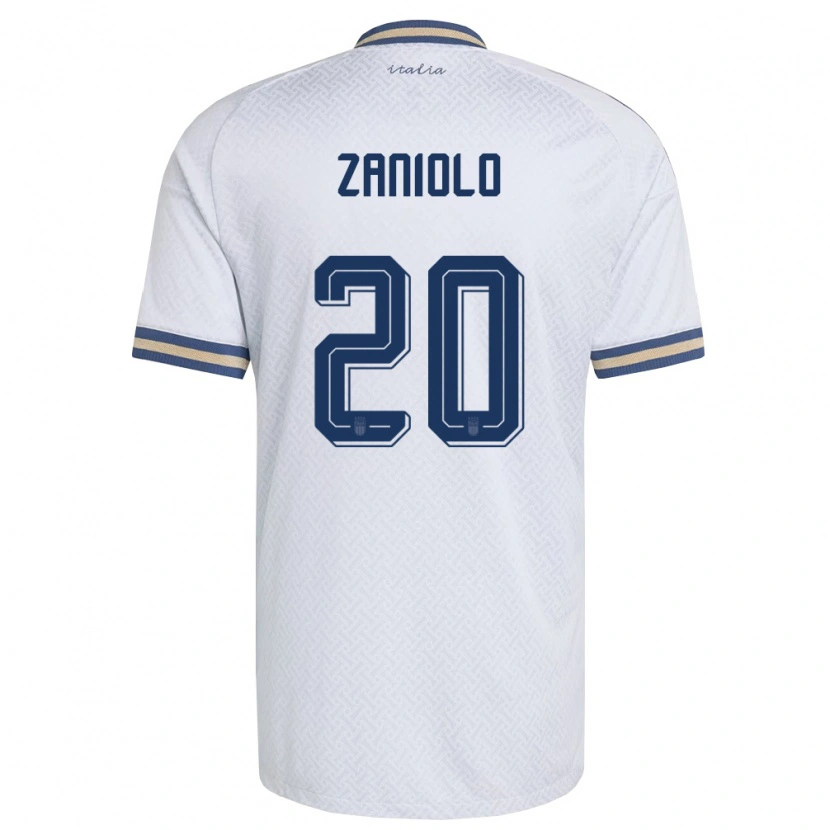 Danxen Kid Italy Nicolò Zaniolo #20 Off-White Navy Gold Away Jersey 26-28 T-Shirt