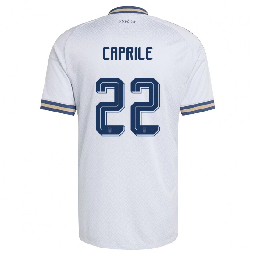 Danxen Kid Italy Elia Caprile #22 Off-White Navy Gold Away Jersey 26-28 T-Shirt