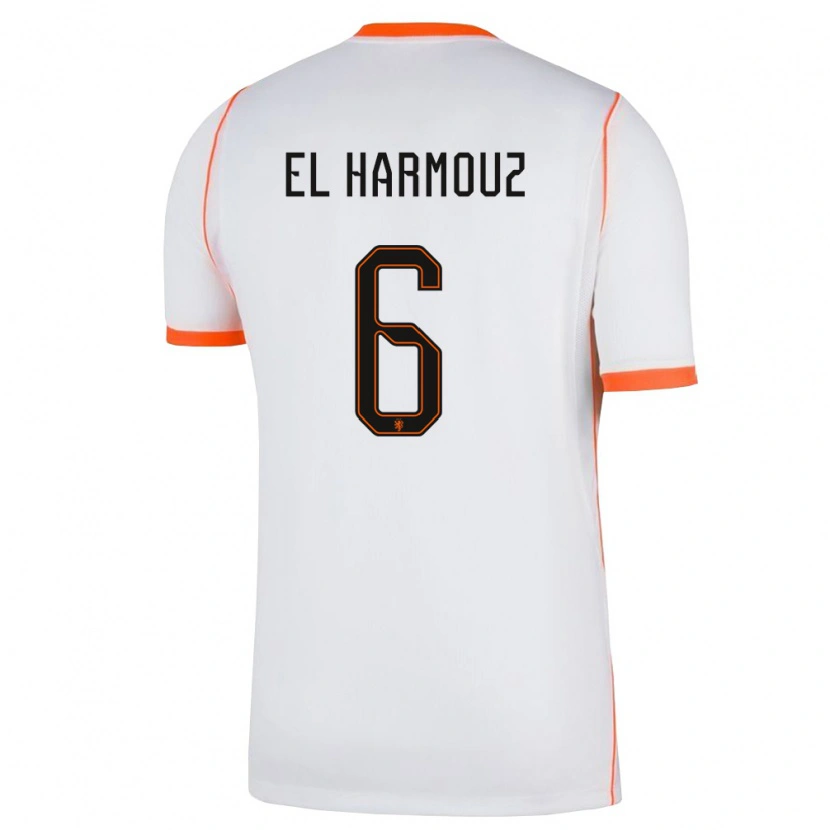 Danxen Kid Netherlands Nassim El Harmouz #6 White Orange Away Jersey 26-28 T-Shirt
