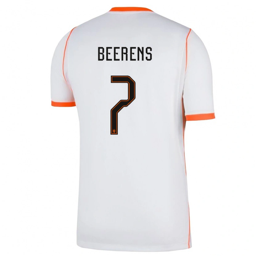 Danxen Kid Netherlands Jairo Beerens #7 White Orange Away Jersey 26-28 T-Shirt