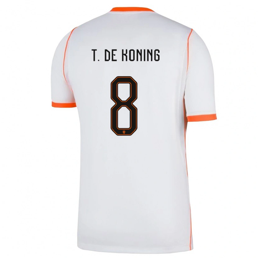 Danxen Kid Netherlands Tim De Koning #8 White Orange Away Jersey 26-28 T-Shirt