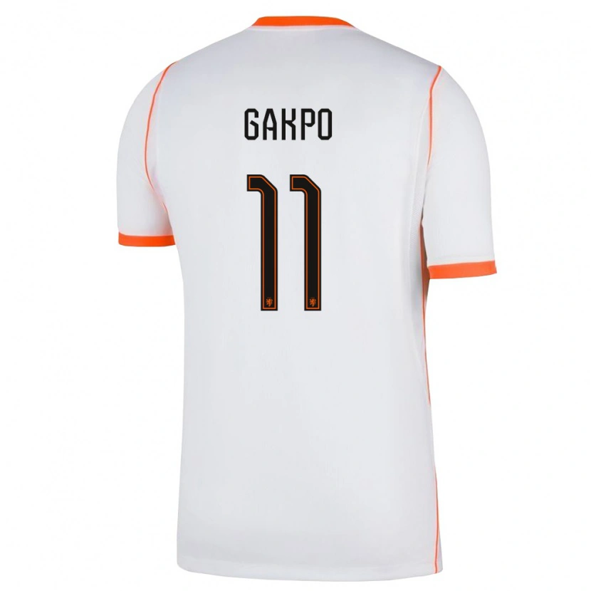 Danxen Kid Netherlands Cody Gakpo #11 White Orange Away Jersey 26-28 T-Shirt