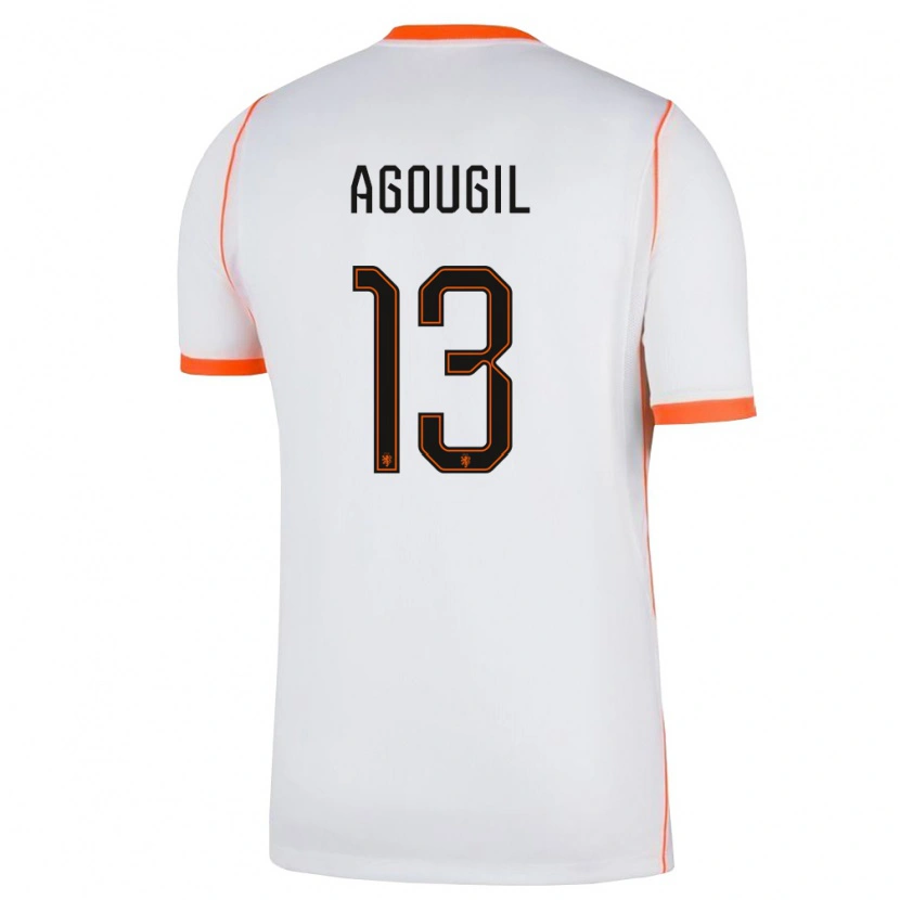 Danxen Kid Netherlands Oualid Agougil #13 White Orange Away Jersey 26-28 T-Shirt