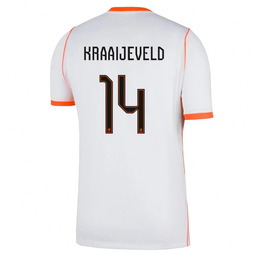 Danxen Kid Netherlands Thijs Kraaijeveld #14 White Orange Away Jersey 26-28 T-Shirt