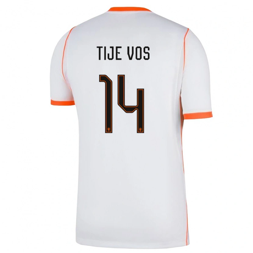 Danxen Kid Netherlands Tije Vos #14 White Orange Away Jersey 26-28 T-Shirt